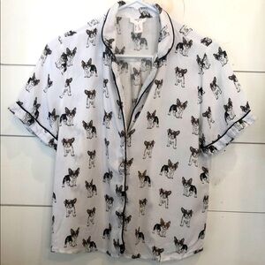 Forever 21 French Bulldog Frenchie Pajama Top Size Medium